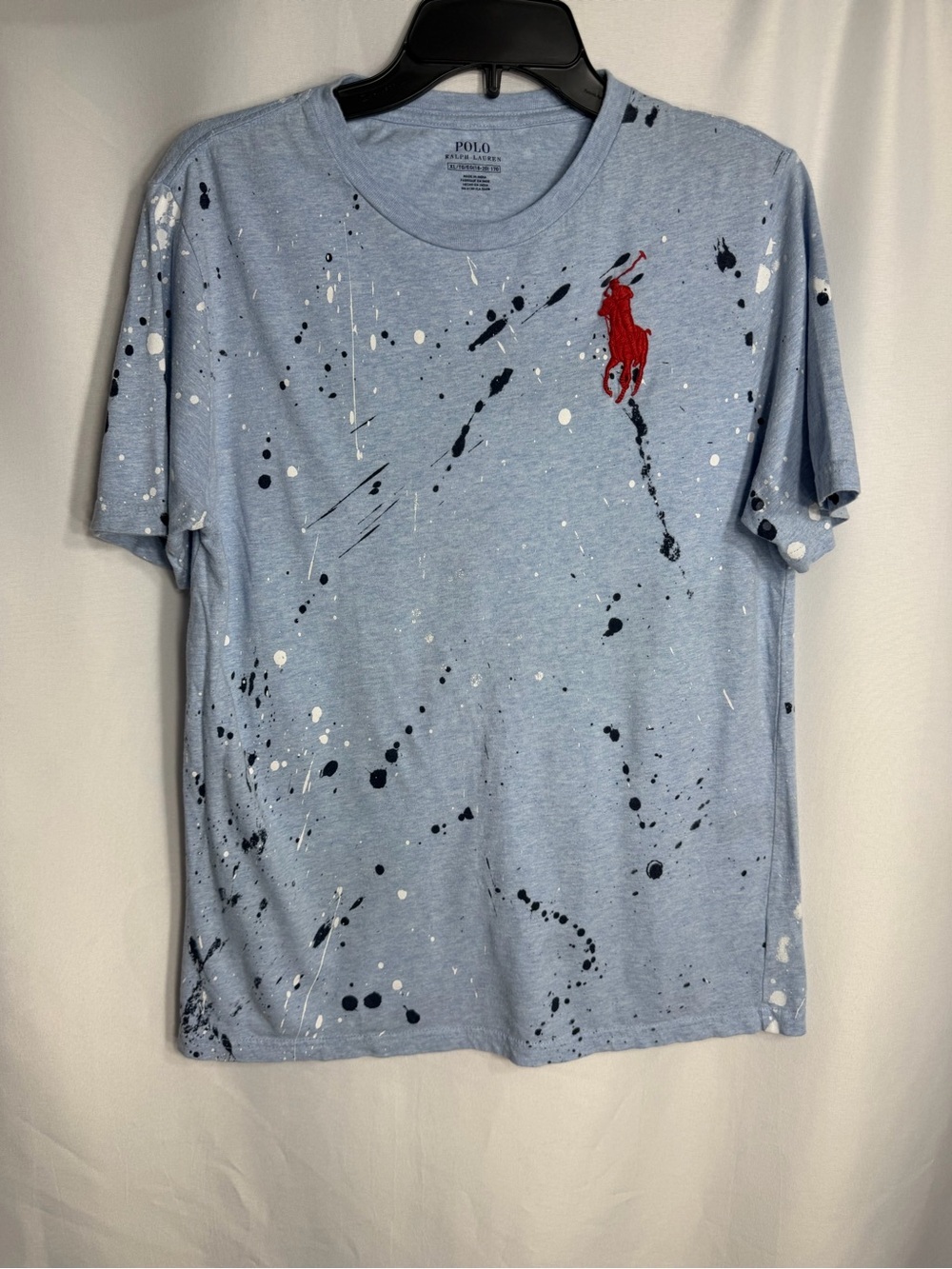 Polo by Ralph Lauren Light Blue Paint-Splatter Tee siE 18/20 Exellent condition